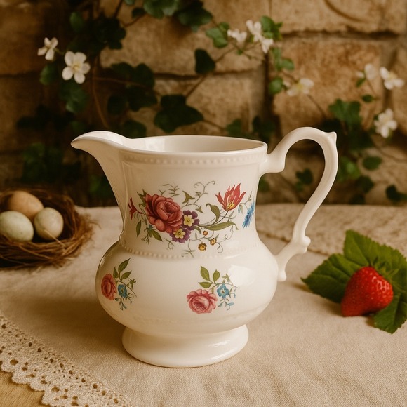 Other - Vintage Lord Nelson Pottery Floral Mini Pitcher Jug England 5" Cottagecore Decor